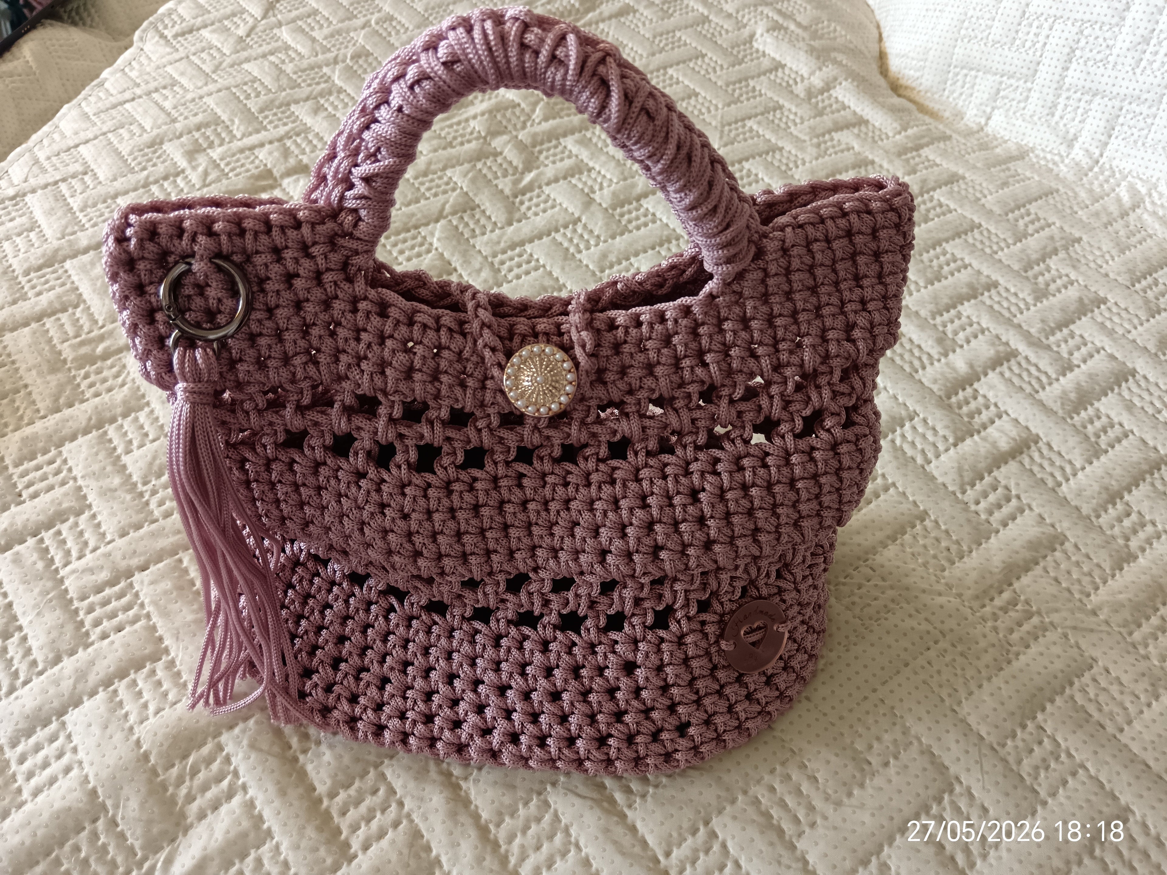 Borsa uncinetto rosa malva