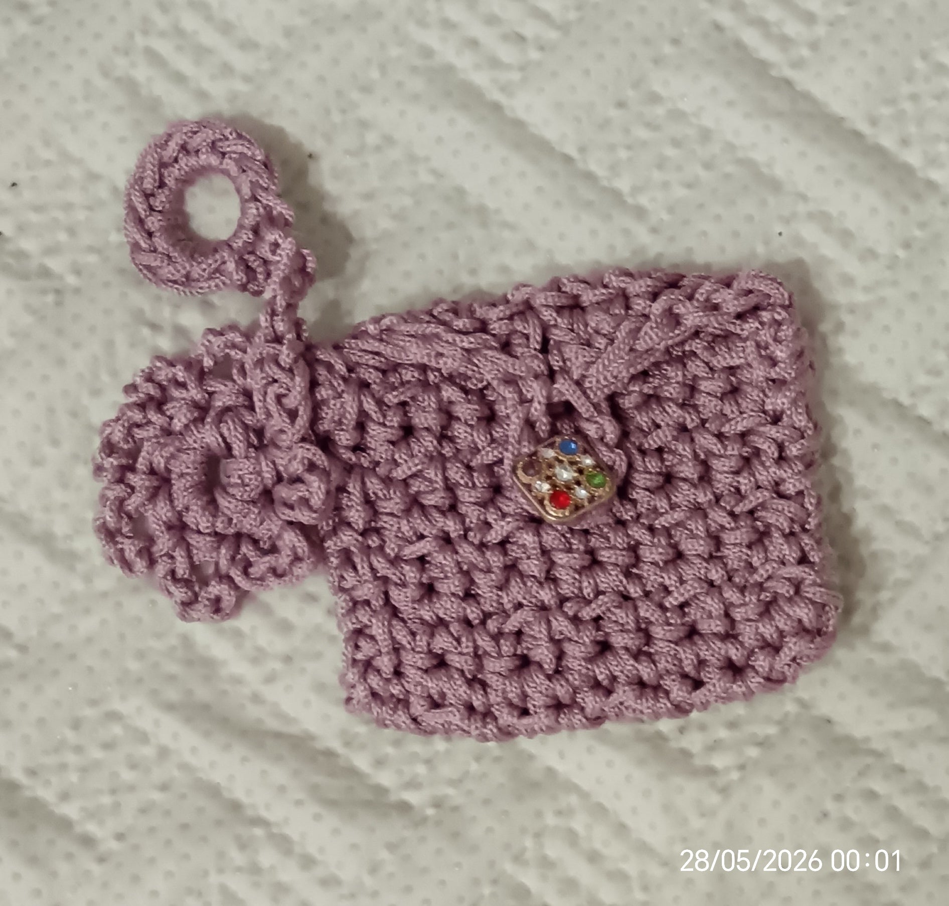 Porta sacchetti uncinetto rosa malva per cani