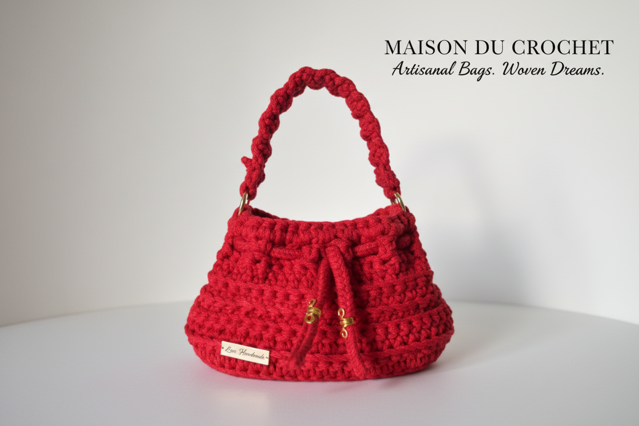 Banner borsa rossa all'uncinetto
