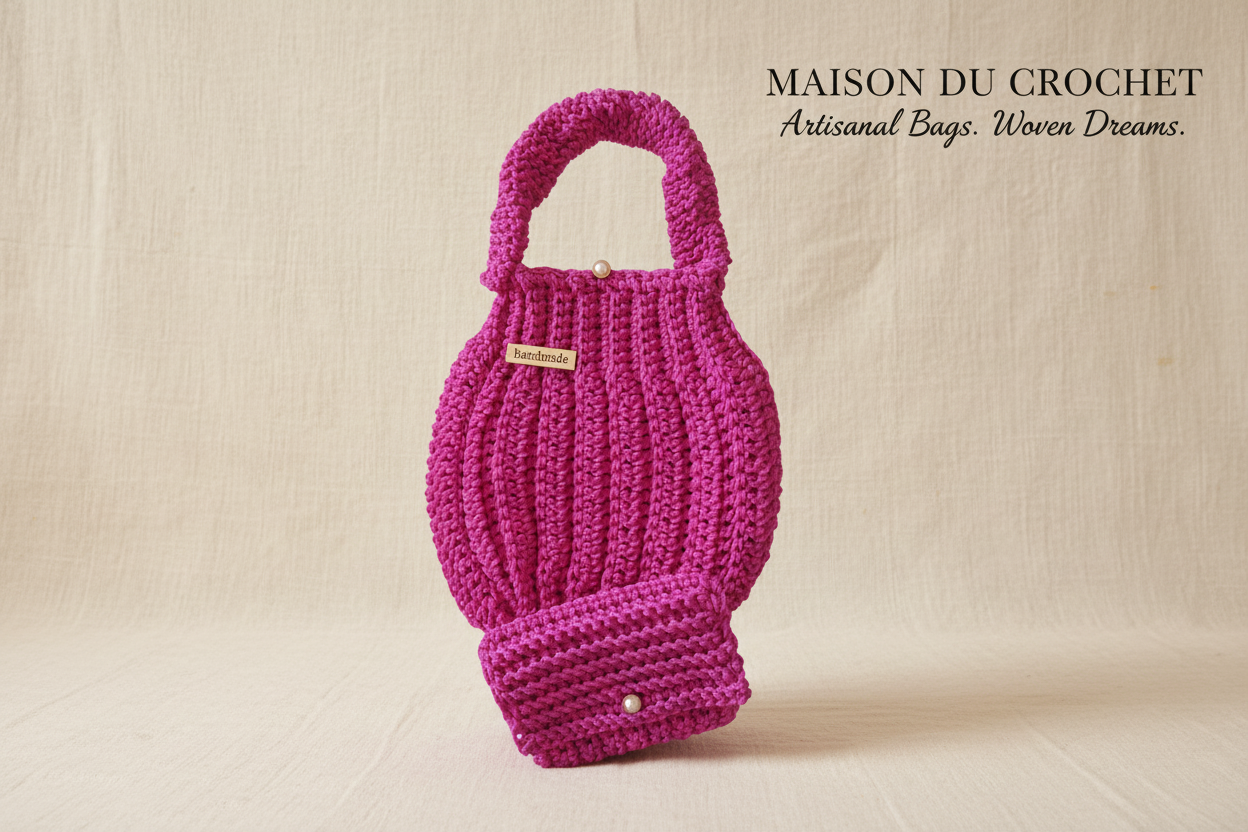 Borsa fuchsia su sfondo Maison du Crochet