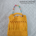 Borsa uncinetto gialla con frange – Maison du Crochet