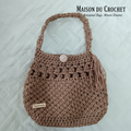 Borsa uncinetto tortora con nappina – Maison du Crochet