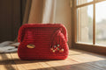 Clutch Rossa Uncinetto con Nappina e Perline